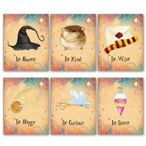 Image of Inspirational Quote Poster Prints Wall Decor Motivational Saying Quote Posters for Girls Boys Bedroom - Witch Wall Art Prints for Boys Girls Teen Kids Home Decoration - Set of 6 (8"x10", Unframed-04)