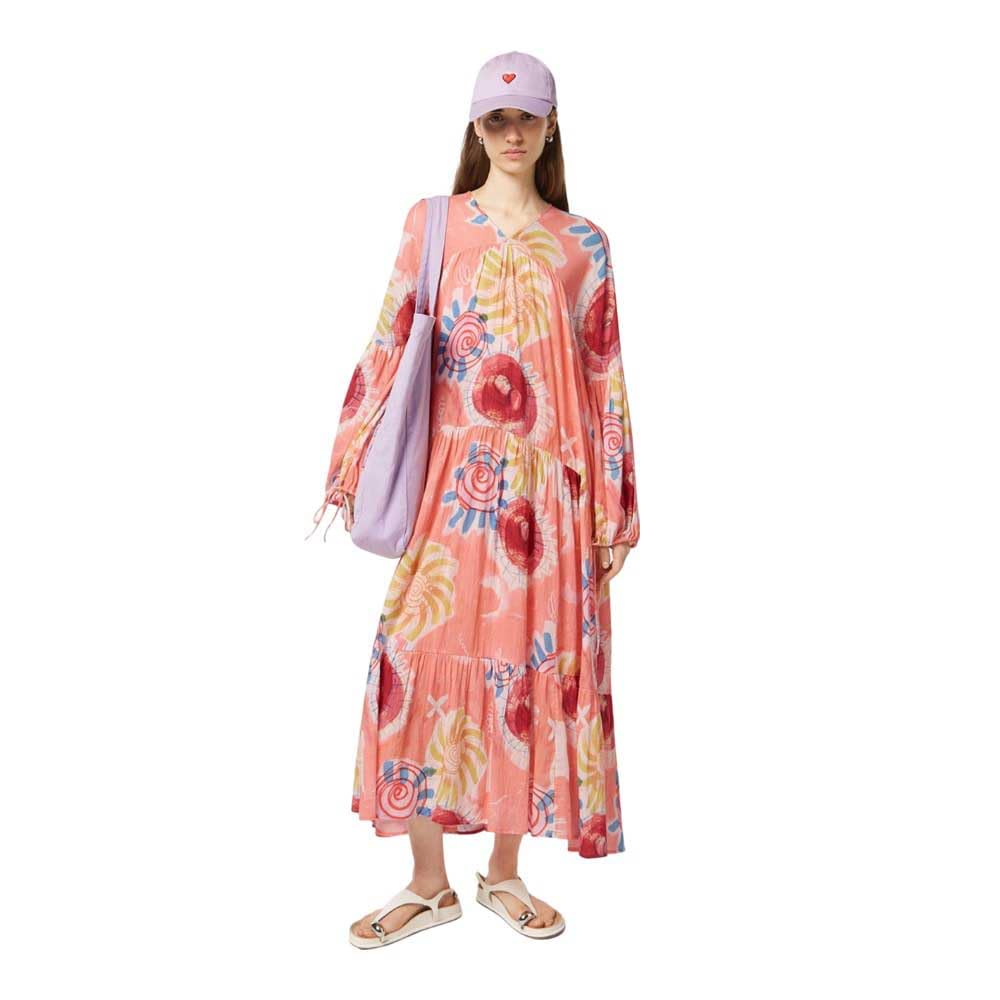 Scotch & Soda Womens Printed Maxi Casual Dress, Abstract Sun Pink, 16 UK