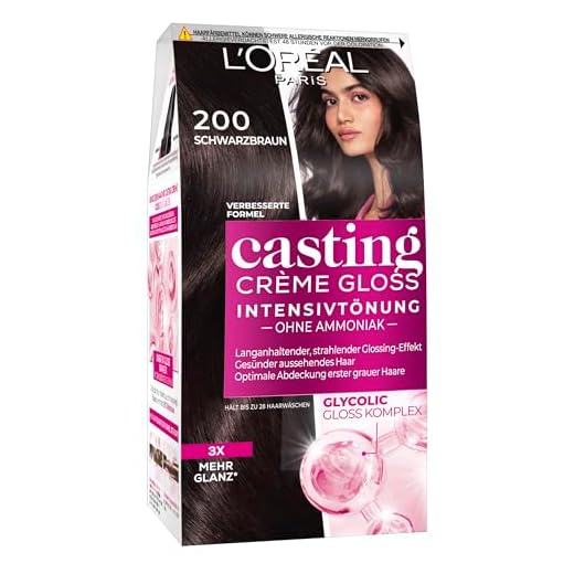 L'Oréal Paris Coloration ohne Ammoniak und Silikone, Pflegende Intensivtönung mit Glanz-Reflex-Balsam, Casting Crème Gloss Haarfarbe, Nr. 200 Schwarzbraun (Braun), 1 Stück