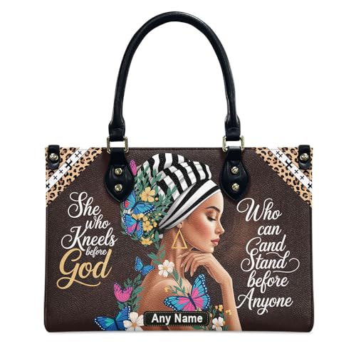 She Who Kneels Before God Can Stand Before Anyone Leather Bag, Personalized Leatherbag, God Leather handbag, Mother’s Day Gift for Women, Church Bags for Women, Bible Bag, Purses For Moms h33esM