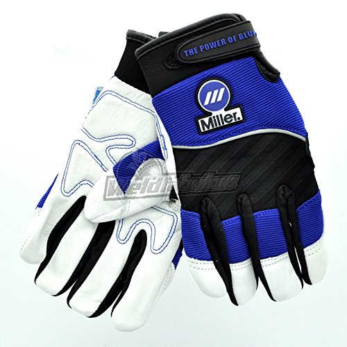 Miller Electric Welding Gloves, M, 5In, White/Blue/Black, PR: Work