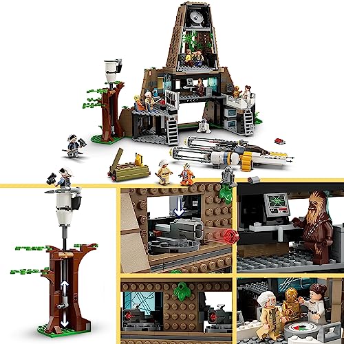 Image of LEGO 75365 Star Wars Yavin 4 Rebel Base with 10 Minifigures Including Luke Skywalker, Princess Leia, Chewbacca and 2 Droid Figures, Y-Wing Starfighter and Command Room of A New Hope