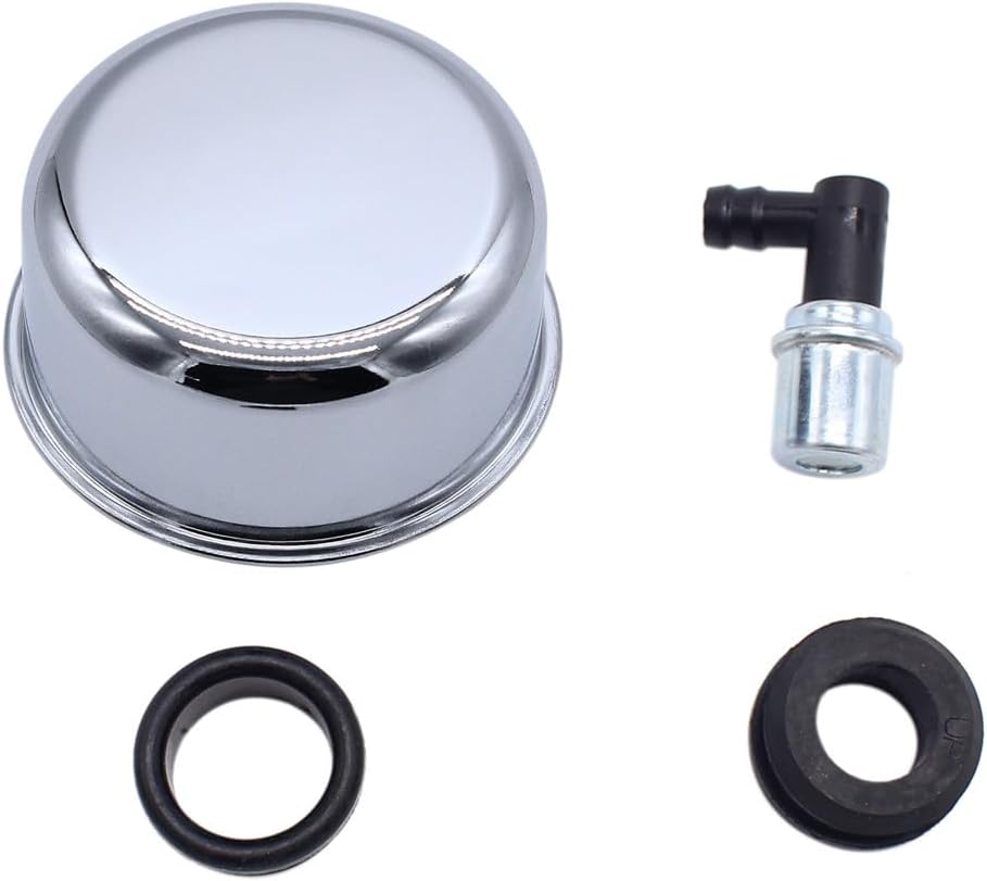Polished Chrome Valve Cover Breather and PCV Valve Kit Compatible with GM Big Block Chevy 396 427 454 502 Ford Mopar Dodge Hot Rods and Classic Engines