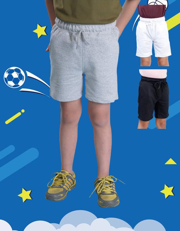Image of Nusyl Solid & Printed Cotton Blend Shorts for Boys | Comfortable Casual Shorts | Soft Breathable Fabric with Elastic Waistband | Relaxed Fit | 2-16 Years | Multiple Colors