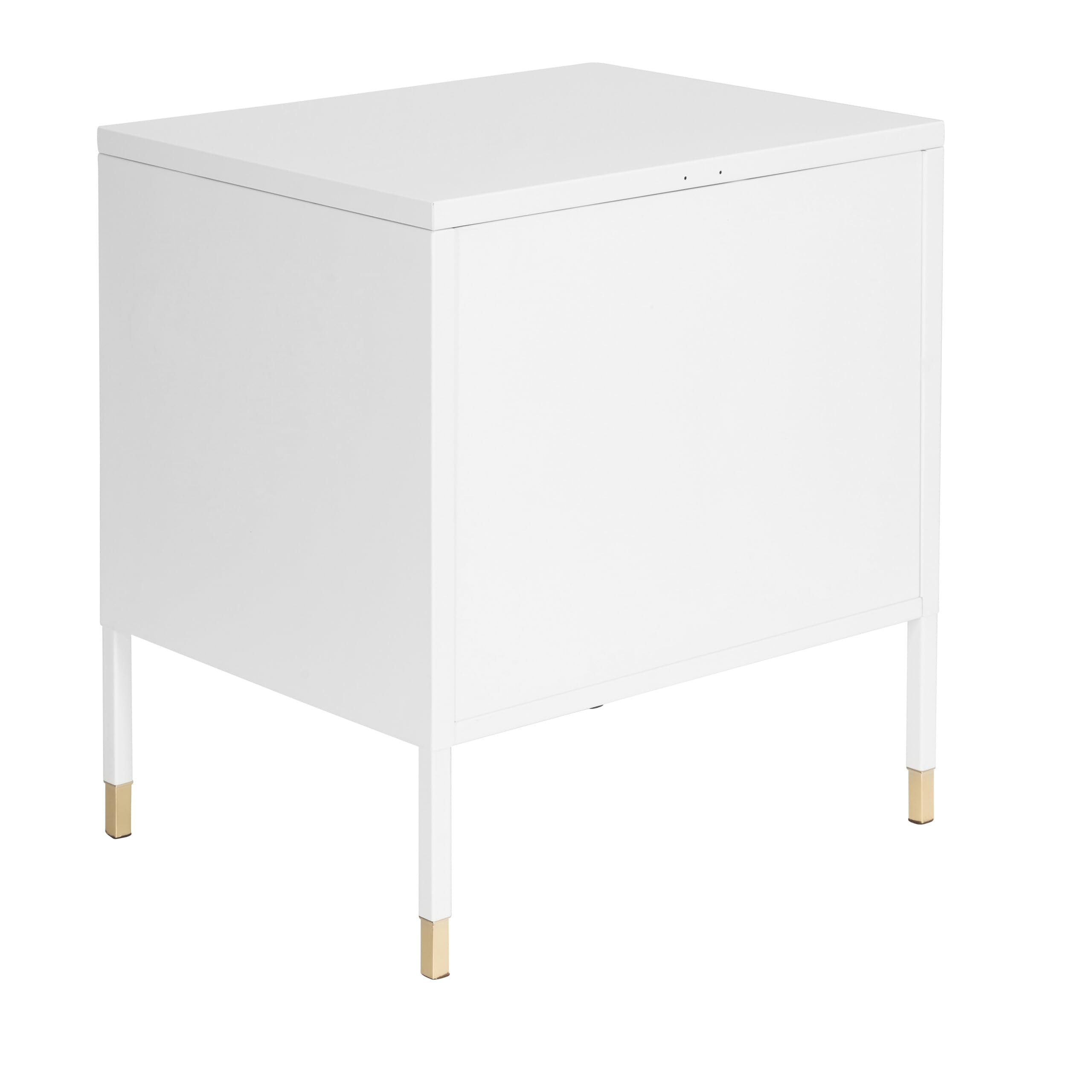hjh OFFICE 743025 Metallschrank klein UMEO Weiß/Gold Beistellschrank aus Metall im Industrial-Design, 50 x 45 x 35 cm