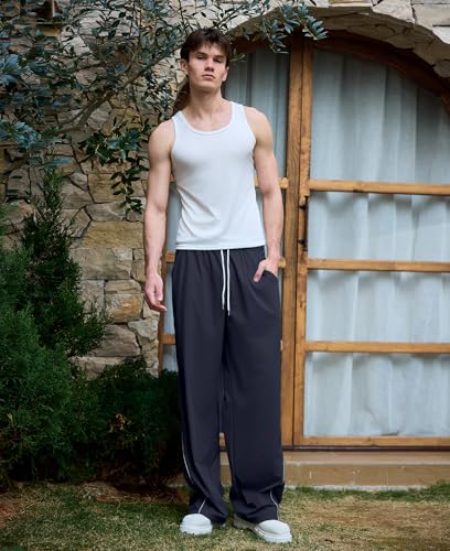 Susclude Mens Baggy Sweatpants Wide Leg Y2k Track Pants Fall Windbreak Stretch Casual Pants for 2025 Trendy Streetwear2