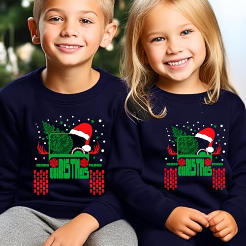 Kids Christmas Sweatshirt Boys Girls Ugly Xmas Santa Dinosaur Graphic Shirt Toddler Pullover Long Sleeve Outfit Tops2