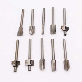 1/8"3.2mm Mini Shank HSS Titanium Router Bits Fit For Dremel Foredom Rotary Tool Set for DIY Woodworking, Carving, Engraving, Drilling10pcs