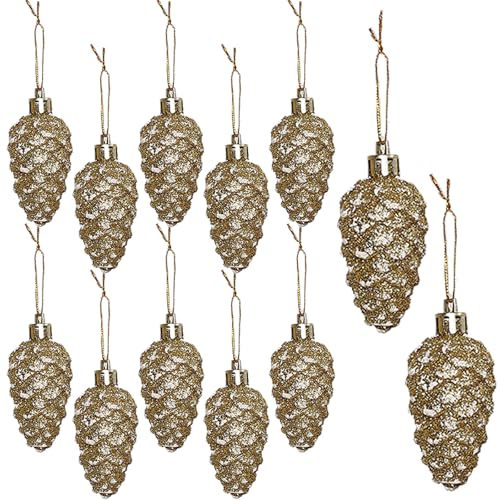 HERZWILD 12PCS Christbaumschmuck Zapfen zum Aufhängen Kunststoff Deko...