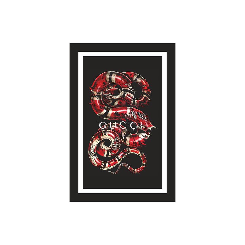 Decor Smart Red Snake Luxury GenZ Framed Wall Art for Bedroom | Gaming Room | Man Cave | Modern Street Fashion Pop Art Poster with Black Frame | for Wall Decoration | PFDS_1PCS_018B-image-13