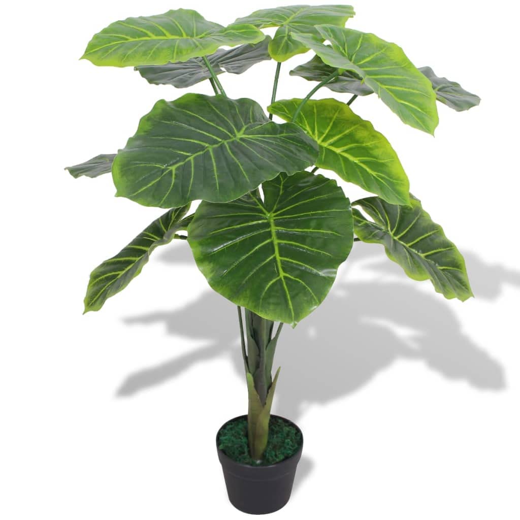 Planta artificial de taro con maceta, 85 cm de alto, hojas de plástico, 13 hojas detalladas, fáciles de cuidar y duraderas, ideales para salón, oficina, balcón, plantas decorativas