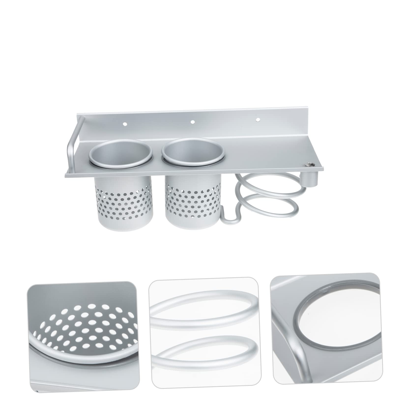 Homoyoyo Selbstklebender Haartrocknerhalter Platzsparend und Modern aus Aluminium Wandmontage Frei von Bohren Praktischer Organizer für Badezimmer für Föhn und Lockenstab