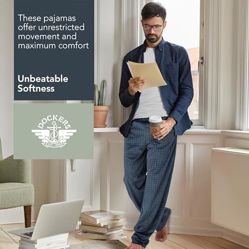 DOCKERS Fleece Pajama Pants for Men, 2 Pack Lounge Sleepwear PJs with Pockets3