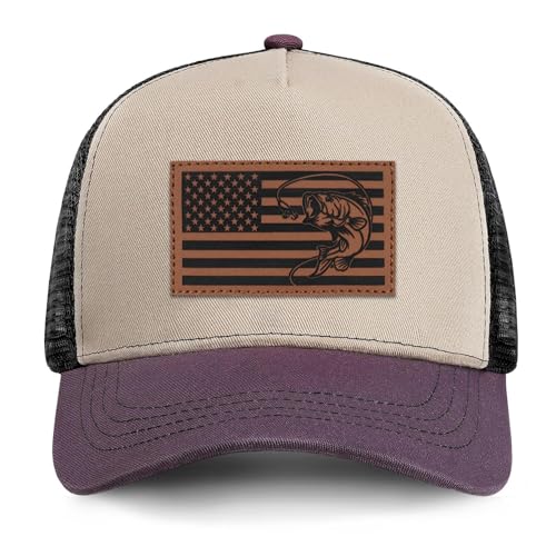 Image of Fishing Gifts for Men American Flag Trucker Hat Mens Fathers Day Christmas Birthday Gifts Fishing Hat for Dad