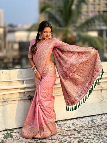 Image of Original Pashmina Kashmiri Silk Zari Woven Saree