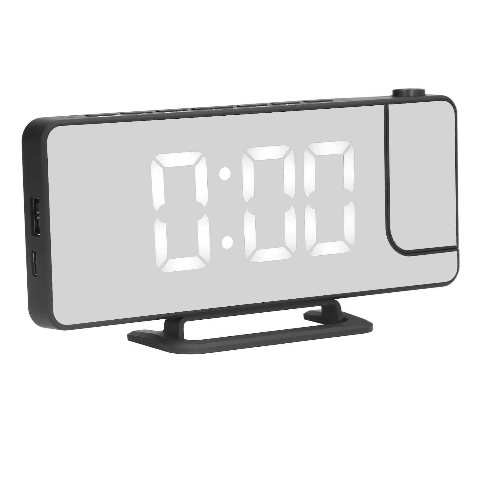 Sveglia a proiezione, Sveglia Digitale a Specchio con 6 Ingranaggi Luminosi LED da Comodino Ricaricabile per Camera da Letto