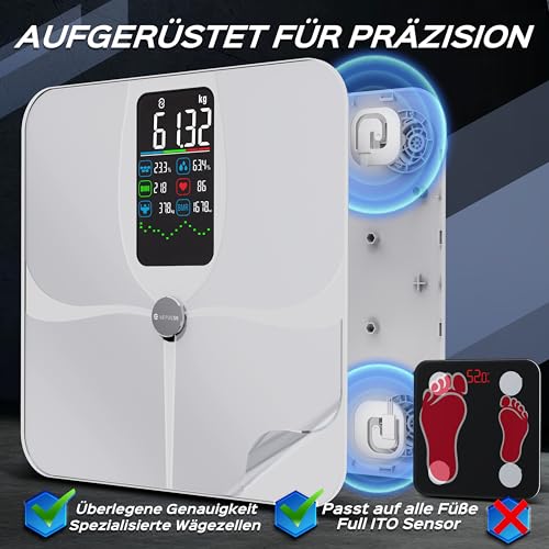 Lepulse Körperfettwaage F4 Pro, Aufladbar, personenwaage mit APP, Weiß – Ansicht 5