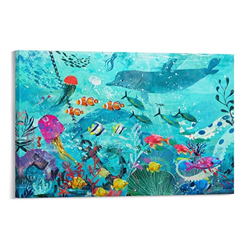 Amazon.co.jp: キャンバスの写真 深海底壁装飾アートパネル