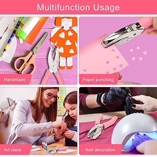 Image of 2 Pieces Heart and Star Handheld Hole Paper Punch Metal Single Hole Paper Punch Punchers with Soft-Handled Tags for Clothing Ticket DIY Craft Tags Scrapbook Tool, 1 /4 inch