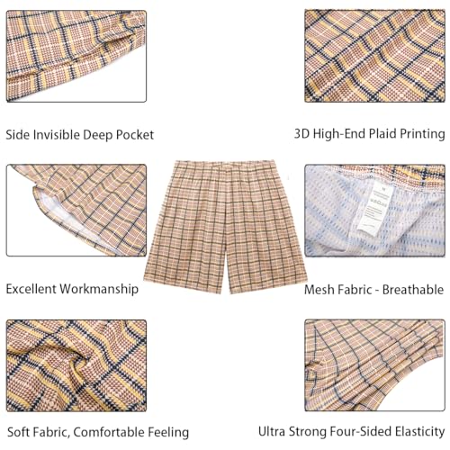 Toyoocl T-1124-CHECKERED Mens Basketball Athletic Checkered Plaid Shorts thumb #2