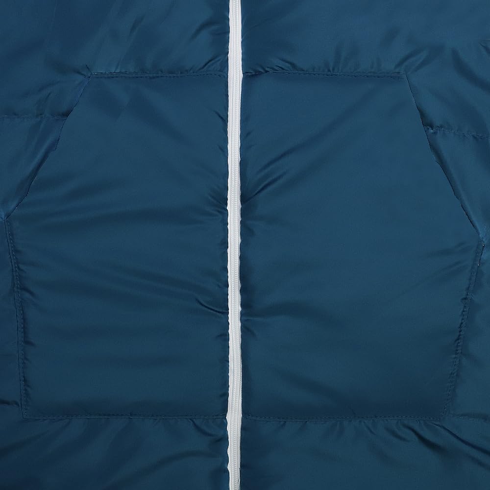 Flourish Thermotuff Wearable Sleeping Bag with Dual Hoodie, Long Sleeves, Pockets & Adjustable Drawstring - Ideal for Camping, Cold Weather Hiking, and Stadium Sak Blanket (Blue)