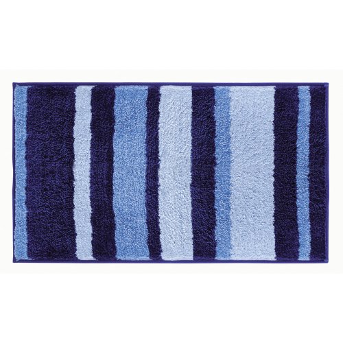 iDesign Stripes Microfiber Polyester Bath Mat, Non-Slip Shower Accent Rug for Master, Guest