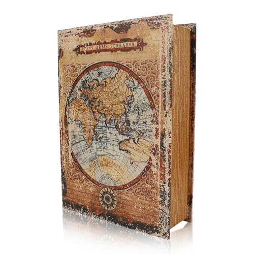 Cyrank Cajas Decorativas para Libros, Caja de Recuerdos en Forma de Libro Vintage, Caja de Almacenamiento de Libros de Madera...