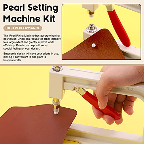 Wokape Pearl Setting Machine (Including 5Pcs Molds) With 630 Pcs 5 Sizes Colorful Abs Pearls Pearl Beads And 700 Pcs Nailheads Spots Studs Kit, Pearl Setting Machine Tools And Beads Pearl Rivet Studs #TOP2