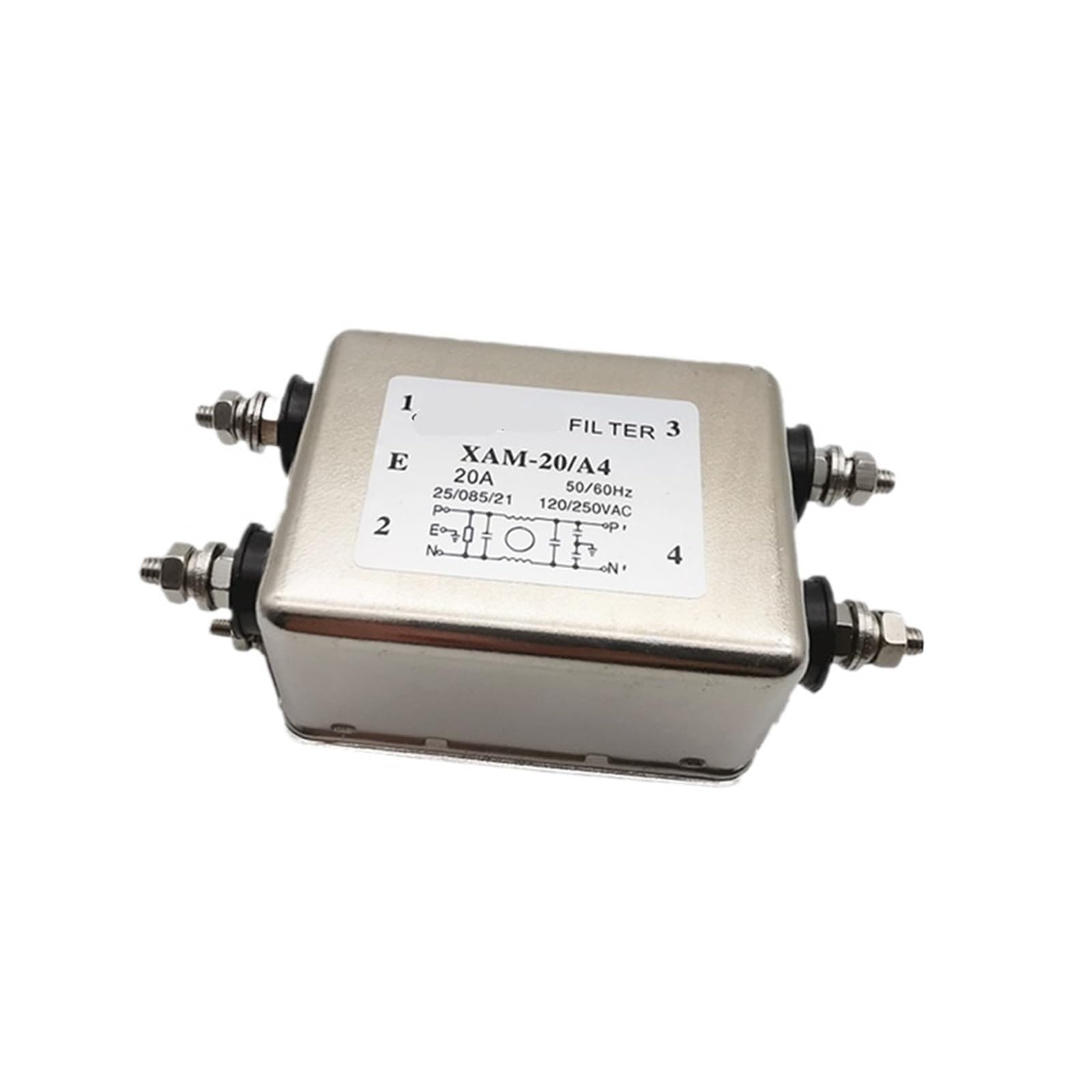 Filtro de potencia XAM 220V HT172 para red monofásica de 20A con terminal de perno
