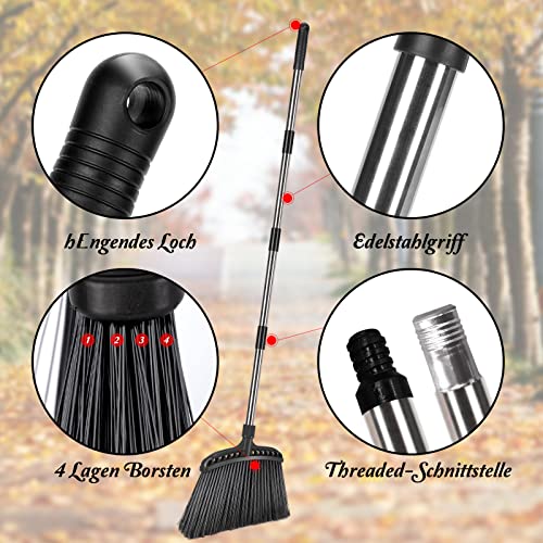 Besen mit Stiel,Masthome Straßenbesen mit Edelstahl Langem Stiel,142 cm Innen Besen mit Steifen Borsten,Gartenbesen mit Teleskopstiel, Kehrbesen für Haushalt Garage Terrasse Lobby Hof – Bild 5