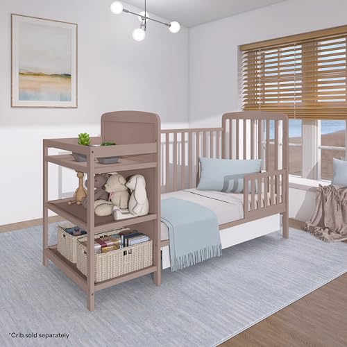 Image of Dream On Me Toddler Guard Rail for Convertible Crib, Solid Wood Bed Rail for Toddler Bed Conversion, Brown Sugar