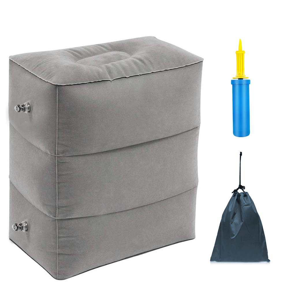 Buy Travel Foot Rest Pillow, Portable Inflatable with Double Hand Pump Adjustable Three Layers