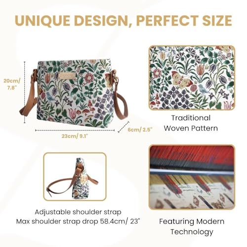 Image of Signare Tapestry Crossbody Bag Sling Shoulder Purse for Women