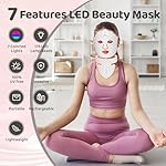 Yahi Red Light Photon Facial & Neck Mask with Remote Control, 7 Custom Modes with Infrared, Portable & Rechargeable with Timer for Home Use, 175 High-Density Light Beads, White - Image 2