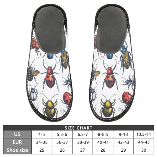 Slippers for Women Insects Pattern Print Artwork Design Soft Fuzzy Women's Slippers Indoor and Outdoor Shoes3