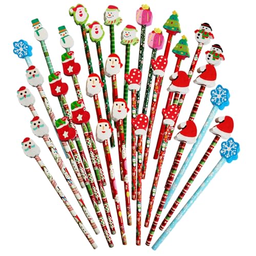 Lápices Navideños con Borradores, 36 Piezas Multicolor miniatura 1