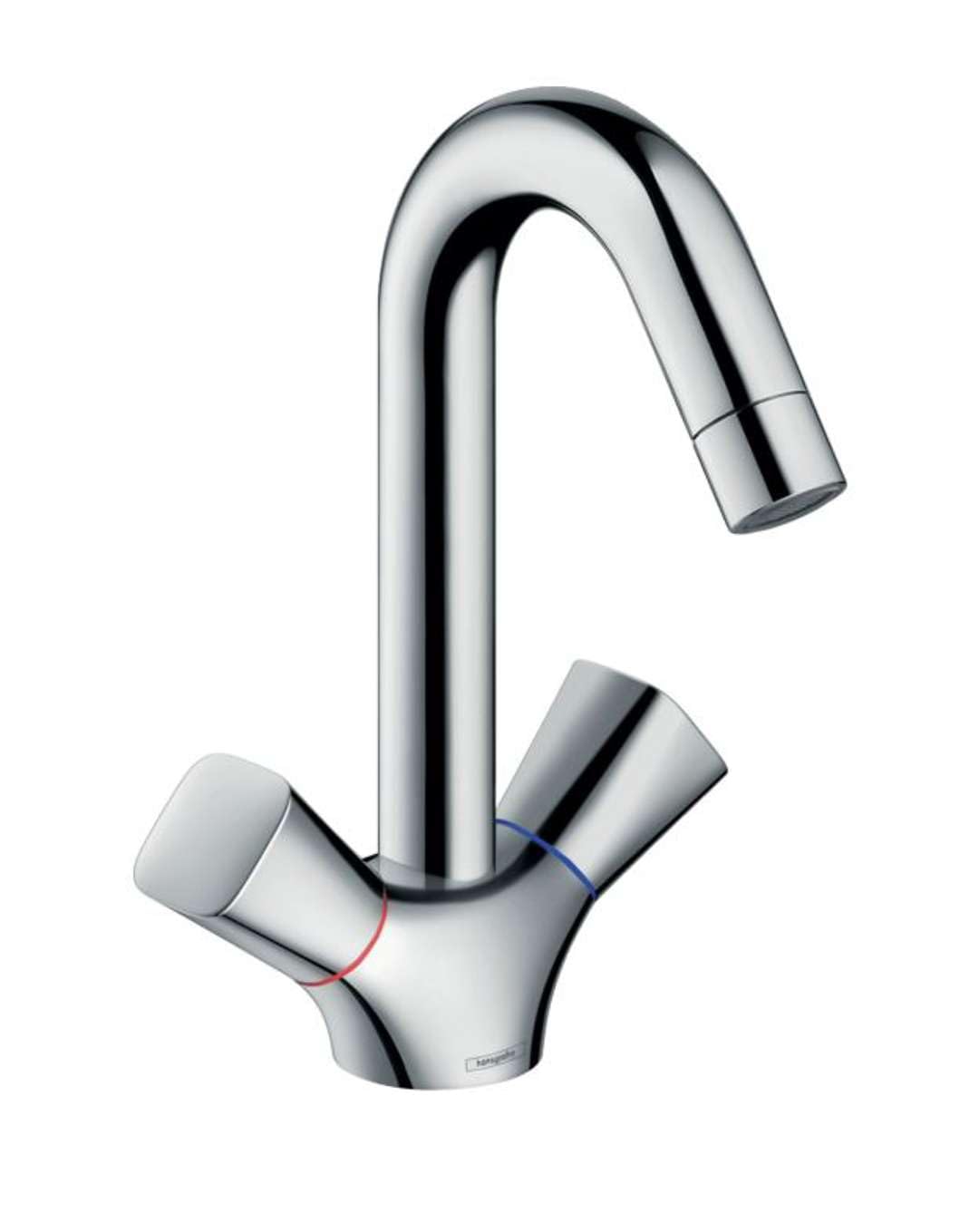 hansgrohe Wasserhahn Logis 2-Griff Waschtischarmatur (Auslauf Höhe 150 mm mit Zugstangen-Ablaufgarnitur und abgerundeten Griffen) Chrom
