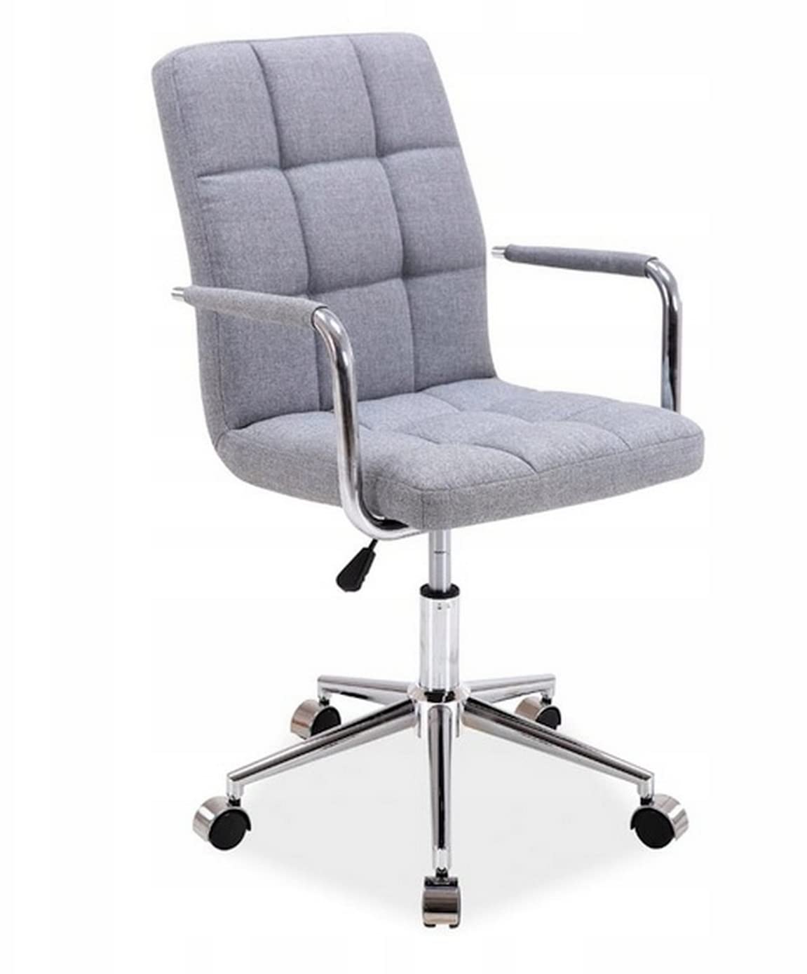 Finch Fox Fabric Height Adjustable Swivel Office Computer Armrest Desk Office Chair 360 Degree Rotate with Chrome Coated Metal Base and Castor Wheels Light Grey Color