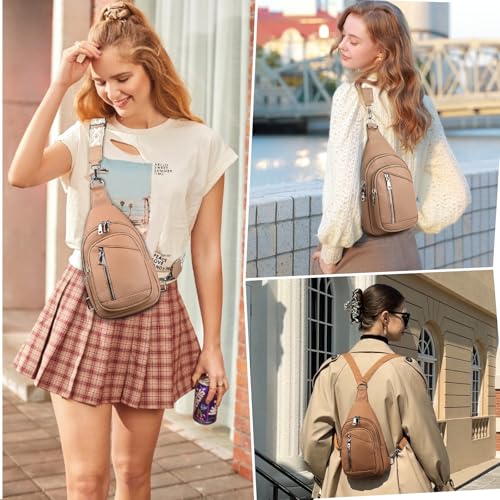 Image of MYHOZEE Small Diaper Bag Crossbody Sling Purse for Women - 2 in 1 Leather Backpack with 2 Straps for Short Trips Work Daily | Mini diaper bag
