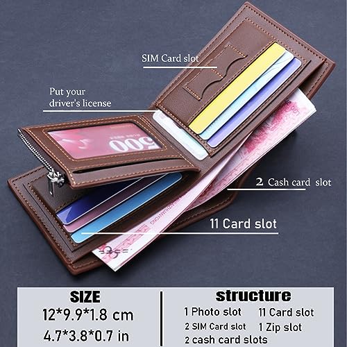 Personalized Wallet for Men, Custom Engraved Leather Wallets with Name, Customized Gifts for Father's Day Husband Son, Black4