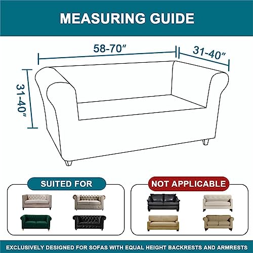 BXFUL Stretch Chesterfield Sofa Cover 1 Piece Couch Cover for Living Room Soft Non-Slip Sofa Slipcover Furniture Protector for Dogs Feature Thick Jacquard Fabric (Loveseat,Light Grey) - Image 2