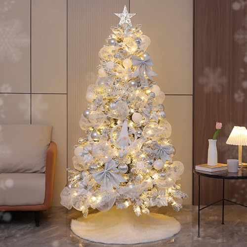 クリスマスツリー 180cm 雪化粧 オーナメント LEDライト 白 雪 ツリー ツリーセット スリム おしゃれ 北欧 スノー 折りたたみ式 組立簡単 自宅 店舗用 インテリアのサムネイル