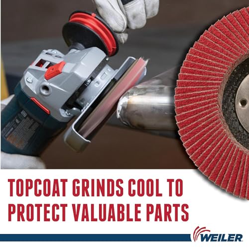 Image of Weiler 50133 Saber Tooth 5 /8 inch-11 Arbor, 4-1 /2 inch Diameter, 40 Grit, Ceramic, Phenolic Backing, Flat High Density Abrasive Flap Disc (Pack of 10)