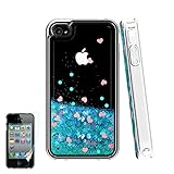 iPhone 4 Case,Apple iPhone 4 4S Case, Atump Glitter Flowing Liquid Floating Protective Shockproof Clear TPU Girls Cover Case for Apple iPhone 4/4S Blue