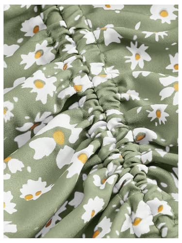 Verdusa Women's Ditsy Floral Print Ruched Skirt Split Thigh Casual Long Skirts4