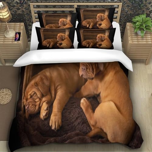 Housse de couette chiot mignon drap de lit double imprimé 3D
