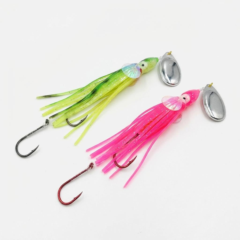 Squid Skirt Spinner Lure UV Gill Double Hooks Salmon Steelhead Bass