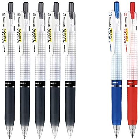 sarasa Mark on Gel ink 0.5mm ballpoint pens ink color (5 Black,1 Blue,1 Red) total 7 Cover