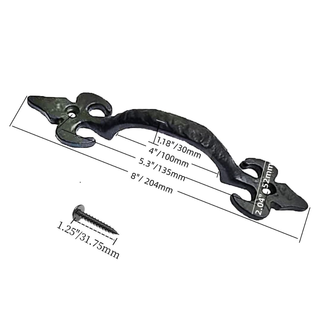 8 Inch Hammered Cast Iron Door Handle – The Heavy-Duty Barn Door Pull That Commands Attention – Rustic Black Grip for Gates, Sheds & Cabinets – Screws Included