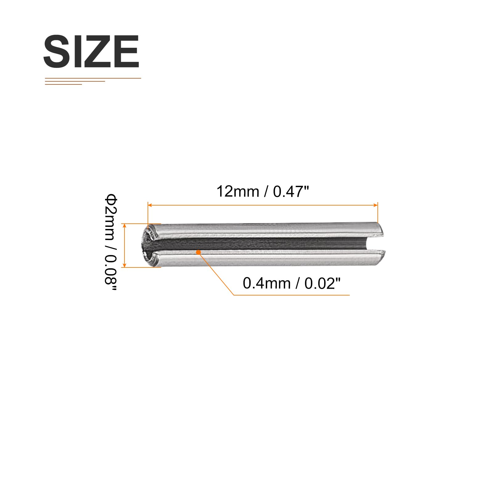 DTGN 2mmx12mm(DxL) Slotted Spring Pin, 50Pack, Good for Home Machine Fastener - Image 2